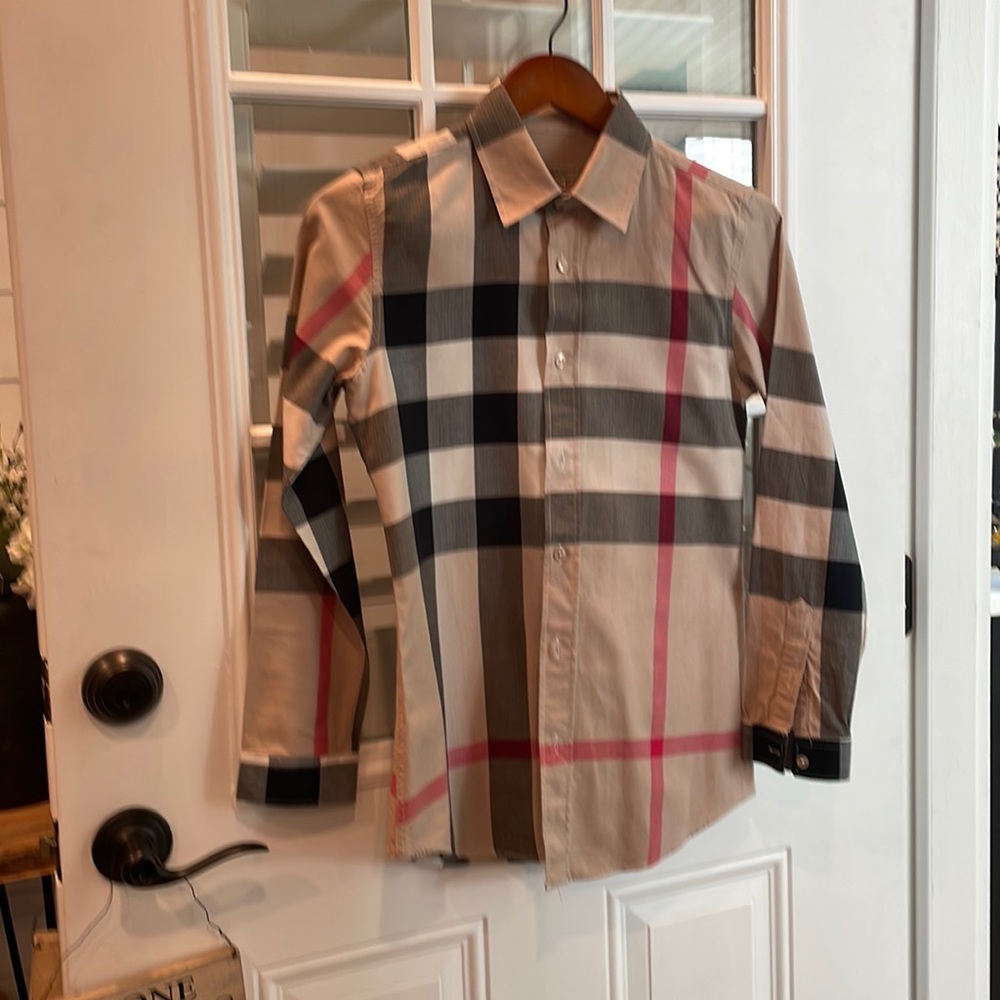 Burberry Big Plaid Shirt Child Large! Please read measurements!